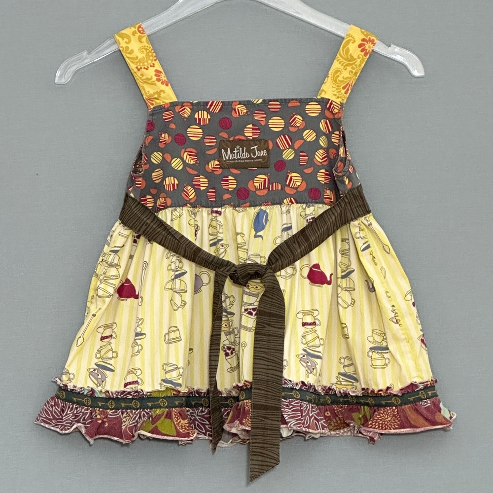 Matilda Jane Character Counts Girls Dress Size 6 Teacup Print A line Sundress - Picture 7 of 11
